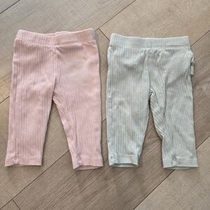 Cozy Kids Ribbed Leggings - Pink and Gray